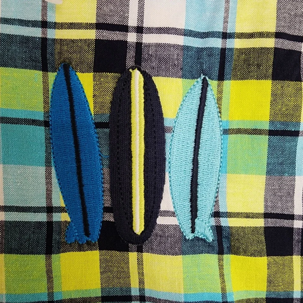Carters Plaid Surfboard Romper Sleeveless Pockets Summer‎ Outfit 3 Months